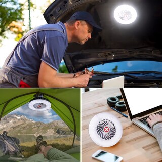 Foto 3 | Foto 3 | Lámpara LED Recargable Solar Portátil con Ventilador y Power Bank para Camping