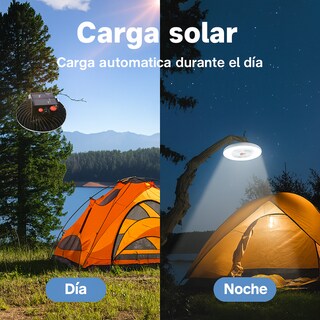 Foto 4 | Foto 4 | Lámpara LED Recargable Solar Portátil con Ventilador y Power Bank para Camping