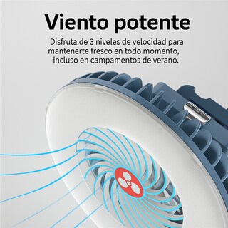 Foto 7 | Foto 7 | Lámpara LED Recargable Solar Portátil con Ventilador y Power Bank para Camping