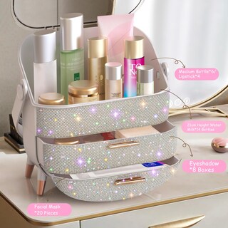 Foto 4 | Foto 4 | Caja De Maquillaje Massy Con Forma De Huevo Ovalada Con Diamantes De Imitación Blancos - Venta Internacional.
