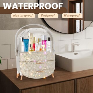 Foto 7 | Foto 7 | Caja De Maquillaje Massy Con Forma De Huevo Ovalada Con Diamantes De Imitación Blancos - Venta Internacional.