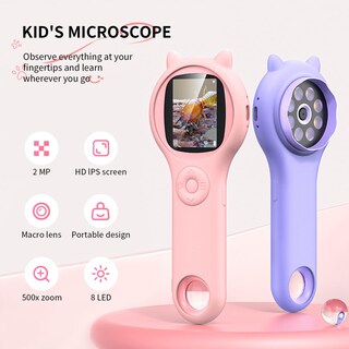 Foto 2 | Foto 2 | Microscopio Portátil Ashfly Rosa/morado 200x Para Niños De 3 A 12 Años - Venta Internacional.