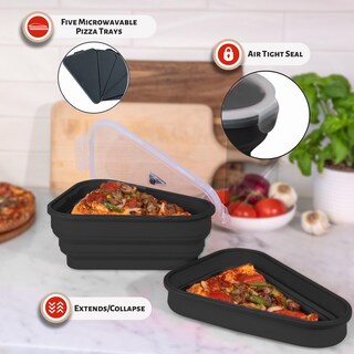 Foto 6 | Foto 6 | Recipiente De Almacenamiento Reutilizable Para Pizza Pack Con 5 Bandejas Color Negro - Venta Internacional.