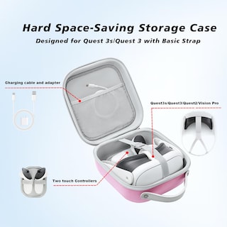 Foto 3 | Foto 3 | Funda Rígida Compatible Con Krypthos Para Meta Quest 3s/quest 3/quest 2/vision Pro Pink - Venta Internacional.