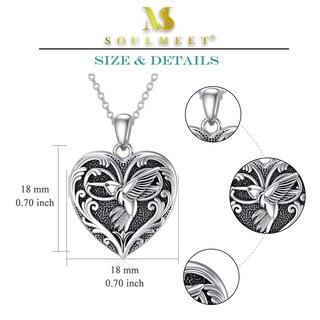 Foto 6 | Foto 6 | Collar Soulmeet Con Medallón Con Forma De Colibrí En Forma De Corazón Plata De Ley - Venta Internacional.