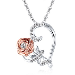Foto 1 | Foto 1 | Collar De Plata 925 Con Forma De Corazón Rosa Para Mujer - Venta Internacional.