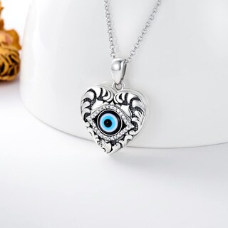 Foto 2 | Foto 2 | Collar Soulmeet Con Medallón Con Forma De Corazón Azul Con Forma De Ojo Malvado De Plata - Venta Internacional.