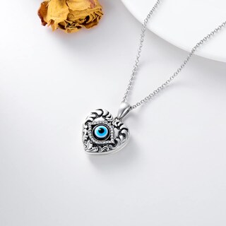 Foto 3 | Foto 3 | Collar Soulmeet Con Medallón Con Forma De Corazón Azul Con Forma De Ojo Malvado De Plata - Venta Internacional.