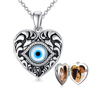 Foto 1 | Foto 1 | Collar Soulmeet Con Forma De Corazón Azul Con Forma De Malvado Medallón Con 2 Imágenes - Venta Internacional.
