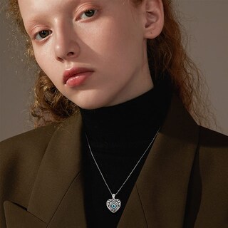 Foto 5 | Foto 5 | Collar Soulmeet Con Forma De Corazón Azul Con Forma De Malvado Medallón Con 2 Imágenes - Venta Internacional.