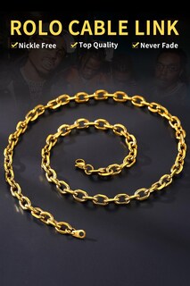 Foto 4 | Foto 4 | Collar Chainshouse Cable Link Chapado En Oro De 7 Mm Para Hombre - Venta Internacional.