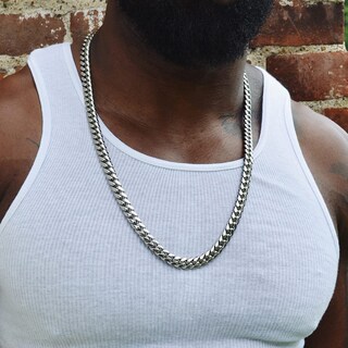 Foto 2 | Foto 2 | Collar De Cadena Monily Cuban Link 9 Mm Acero Inoxidable 45 Cm - Venta Internacional.