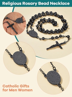 Foto 6 | Foto 6 | Collar Con Forma De Rosario Supcare Joyería Religiosa Para Hombre - Venta Internacional.