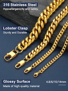 Foto 4 | Foto 4 | Collar Chainspro Cuban Para Hombre 14 Mm 66 Cm Chapado En Oro De 18 Quilates - Venta Internacional.