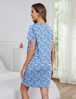 Foto 7 | Foto 7 | Paquete De 2 Camisones Marvmys Cortos De Verano Cuello En V Azul Y Estampado Floral - Venta Internacional.
