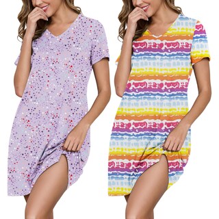 Foto 1 | Foto 1 | Camisas De Dormir Marvmys Para Mujer 2 Unidades Cuello En V Manga Corta Talla S - Venta Internacional.
