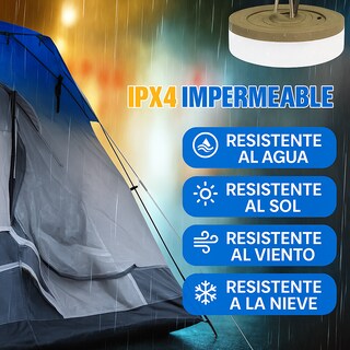 Foto 6 | Foto 6 | Lámpara Portátil 2 en 1 con Luz de Campamento y Guirnalda LED 10m Recargable USB-C