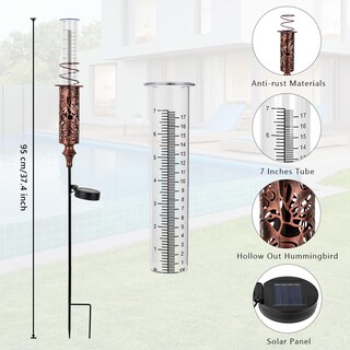 Foto 3 | Foto 3 | Pluviómetro Viterlight Con Forma De Colibrí Ahuecado Con Panel Solar - Venta Internacional.