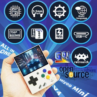 Foto 2 | Foto 2 | Consola De Juegos Portátil Fingerevo Miyoo Mini V4 Con Funda Blanca - Venta Internacional.