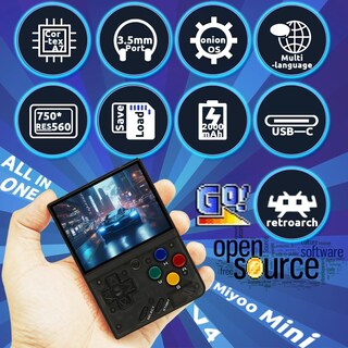 Foto 2 | Foto 2 | Consola De Juegos Portátil Fingerevo Miyoo Mini V4 Con Funda T-black - Venta Internacional.