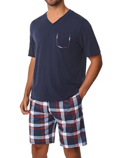 Foto 1 | Foto 1 | Conjunto De Pijama Sykooria De Algodón Para Hombre Manga Corta Color Azul Oscuro - Venta Internacional.
