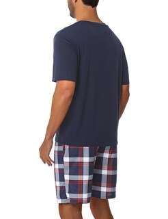 Foto 2 | Foto 2 | Conjunto De Pijama Sykooria De Algodón Para Hombre Manga Corta Color Azul Oscuro - Venta Internacional.