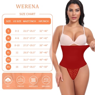 Foto 6 | Foto 6 | Tanga Tummy Control Shapewear Werena Para Mujer Color Rojo Talla Xxl - Venta Internacional.