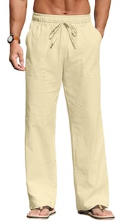 Foto 1 | Foto 1 | Pantalones Sailwind Casual De Lino Para Hombre  Playa  Verano  Beige Y Amarillo - Venta Internacional.