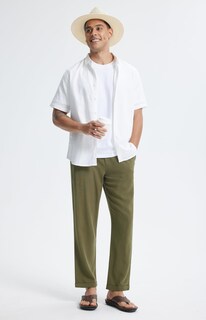 Foto 5 | Foto 5 | Pantalones Libin Para Hombre Algodón Y Lino Verano Playa Color Verde Militar Talla L - Venta Internacional.