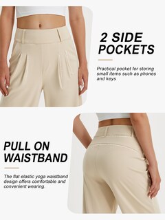 Foto 3 | Foto 3 | Pantalones De Vestir De Pierna Ancha Libin Para Mujer Cintura Alta Color Caqui - Venta Internacional.