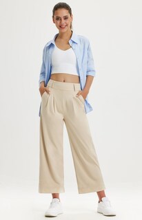Foto 5 | Foto 5 | Pantalones De Vestir De Pierna Ancha Libin Para Mujer Cintura Alta Color Caqui - Venta Internacional.