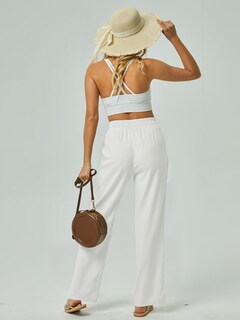 Foto 3 | Foto 3 | Pantalones Jekaoyi Para Mujer  Cintura Alta  Con Cordón  Pierna Recta  Blancos - Venta Internacional.