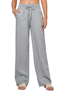 Foto 2 | Foto 2 | Pantalones Cheeryah De Lino Para Mujer Pernera Ancha Estilo Palazzo Gris Claro Xxl - Venta Internacional.