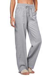 Foto 3 | Foto 3 | Pantalones Cheeryah De Lino Para Mujer Pernera Ancha Estilo Palazzo Gris Claro Xxl - Venta Internacional.
