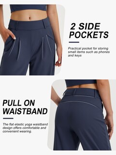 Foto 4 | Foto 4 | Pantalones De Vestir De Pierna Ancha Libin Para Mujer Cintura Alta Color Azul Marino - Venta Internacional.