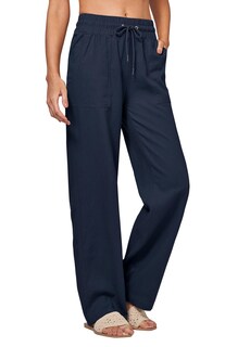 Foto 3 | Foto 3 | Pantalones Estilo Palazzo De Lino Con Bolsillos Y Pernera Ancha Cheeryah Color Azul Marino - Venta Internacional.