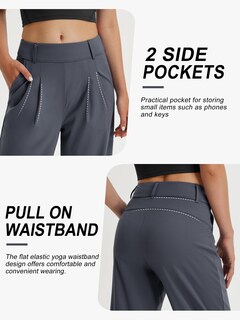 Foto 4 | Foto 4 | Pantalones De Trabajo De Pierna Ancha Libin Para Mujer Cintura Alta Xxl Gris - Venta Internacional.