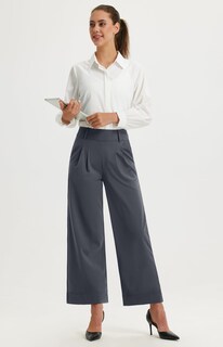 Foto 7 | Foto 7 | Pantalones De Trabajo De Pierna Ancha Libin Para Mujer Cintura Alta Xxl Gris - Venta Internacional.