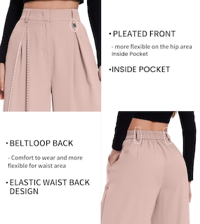 Foto 3 | Foto 3 | Pantalones Palazzo Funyyzo De Cintura Alta Y Pierna Ancha Para Mujer B-pink - Venta Internacional.