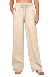 Foto 2 | Foto 2 | Pantalones Estilo Palazzo Cheeryah De Lino Con Pernera Ancha Y Bolsillos Para Mujer - Venta Internacional.