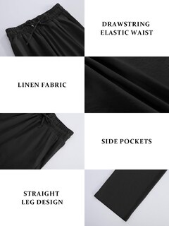 Foto 5 | Foto 5 | Pantalones Jekaoyi Para Mujer Cintura Alta Con Cordón Recto Negros - Venta Internacional.