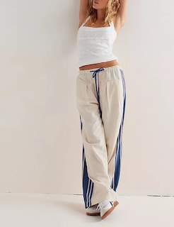 Foto 4 | Foto 4 | Pantalones Anchos Hongsui Con Cordón Y Talle Alto A Rayas Laterales - Venta Internacional.