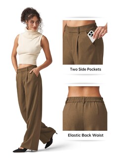 Foto 5 | Foto 5 | Pantalones De Trabajo Willit De Pierna Ancha Y Cintura Alta Para Mujer  Color Marrón Claro - Venta Internacional.