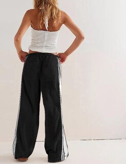 Foto 2 | Foto 2 | Pantalones Anchos Hongsui Con Cordón Y Talle Alto A Rayas Laterales - Venta Internacional.