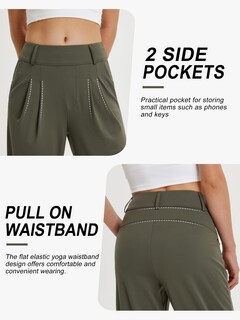 Foto 3 | Foto 3 | Pantalones De Trabajo De Pierna Ancha Libin Para Mujer Color Verde Militar Talla M - Venta Internacional.