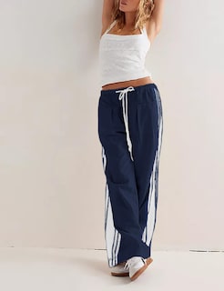 Foto 4 | Foto 4 | Pantalones Anchos Hongsui Con Cordón Y Talle Alto A Rayas Laterales - Venta Internacional.