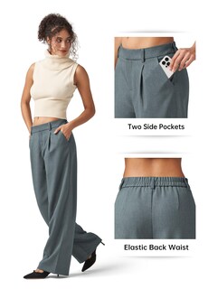 Foto 5 | Foto 5 | Pantalones De Trabajo Willit De Pierna Ancha Y Cintura Alta Para Mujer Color Gris Tinta S - Venta Internacional.