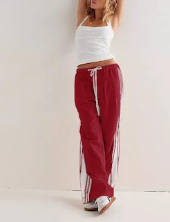 Foto 4 | Foto 4 | Pantalones Anchos Hongsui Con Cordón Y Talle Alto A Rayas Laterales - Venta Internacional.