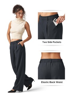 Foto 5 | Foto 5 | Pantalones De Trabajo Willit De Pierna Ancha Y Cintura Alta Para Mujer Color Azul Marino Talla S - Venta Internacional.