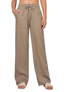 Foto 2 | Foto 2 | Pantalones Cheeryah Palazzo De Lino Con Pernera Ancha Para Mujer Color Caqui Oscuro Talla M - Venta Internacional.